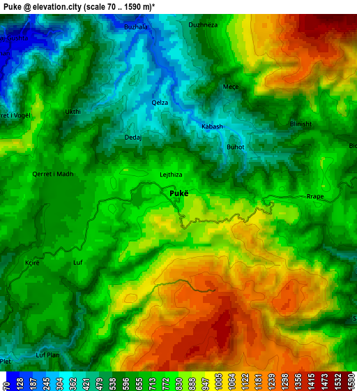 Zoom OUT 2x Pukë, Albania elevation map