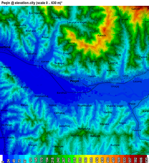 Zoom OUT 2x Peqin, Albania elevation map
