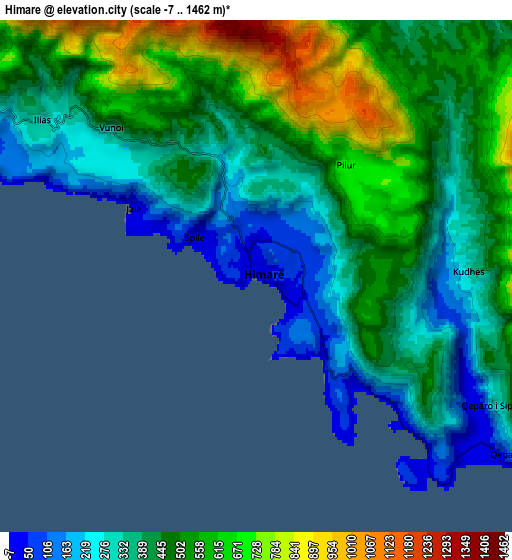 Zoom OUT 2x Himarë, Albania elevation map