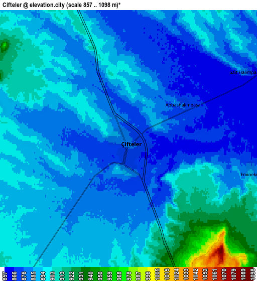 Zoom OUT 2x Çifteler, Turkey elevation map