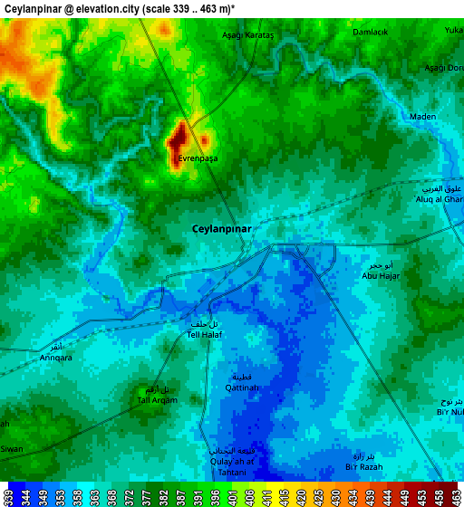 Zoom OUT 2x Ceylanpınar, Turkey elevation map