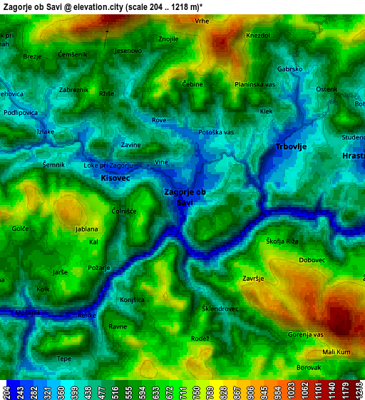 Zoom OUT 2x Zagorje ob Savi, Slovenia elevation map