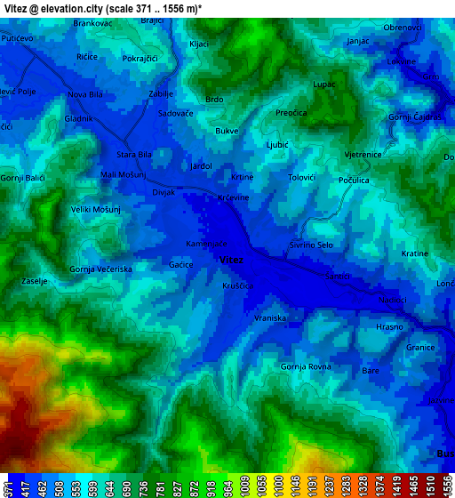 Zoom OUT 2x Vitez, Bosnia and Herzegovina elevation map