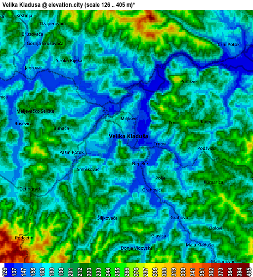 Zoom OUT 2x Velika Kladuša, Bosnia and Herzegovina elevation map