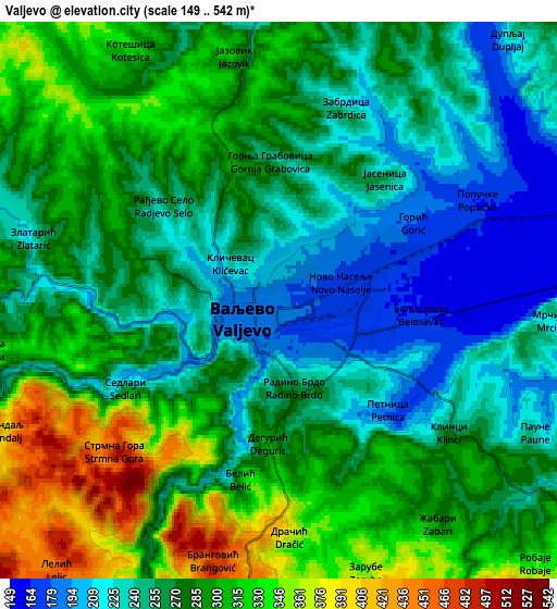 Zoom OUT 2x Valjevo, Serbia elevation map