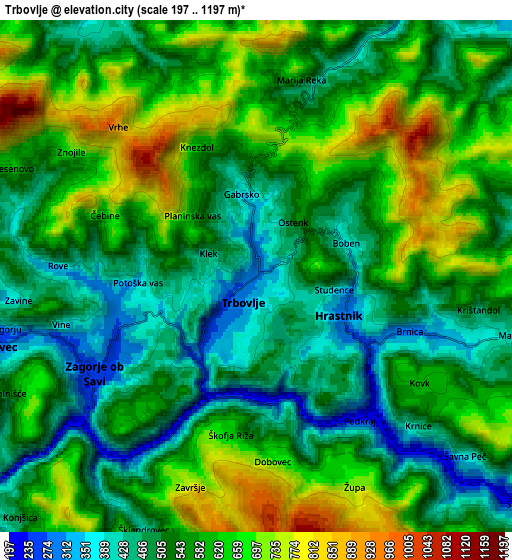 Zoom OUT 2x Trbovlje, Slovenia elevation map