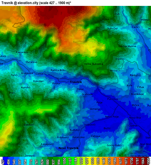 Zoom OUT 2x Travnik, Bosnia and Herzegovina elevation map