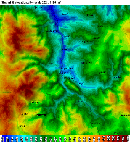 Zoom OUT 2x Stupari, Bosnia and Herzegovina elevation map