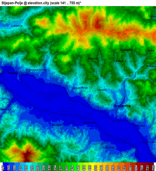 Zoom OUT 2x Stjepan-Polje, Bosnia and Herzegovina elevation map
