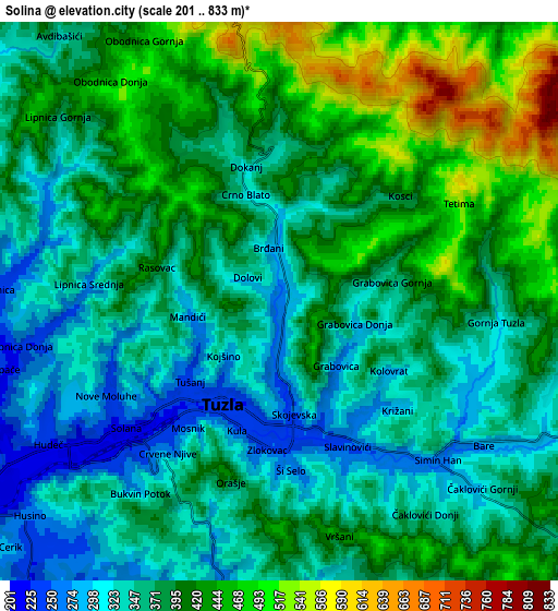 Zoom OUT 2x Solina, Bosnia and Herzegovina elevation map