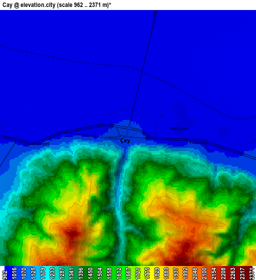 Zoom OUT 2x Çay, Turkey elevation map