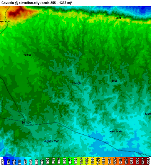 Zoom OUT 2x Çavuşlu, Turkey elevation map