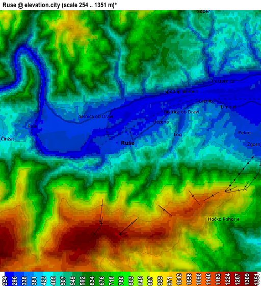 Zoom OUT 2x Ruše, Slovenia elevation map