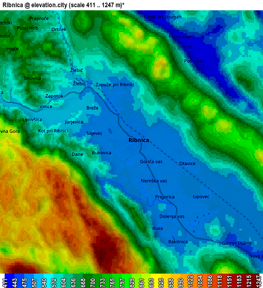 Zoom OUT 2x Ribnica, Slovenia elevation map