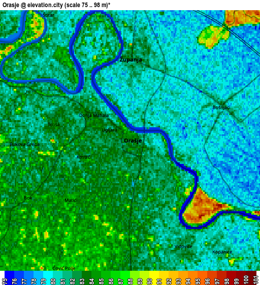 Zoom OUT 2x Orašje, Bosnia and Herzegovina elevation map