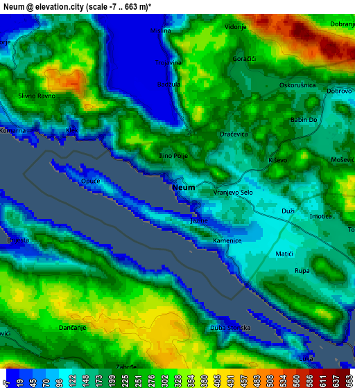 Zoom OUT 2x Neum, Bosnia and Herzegovina elevation map