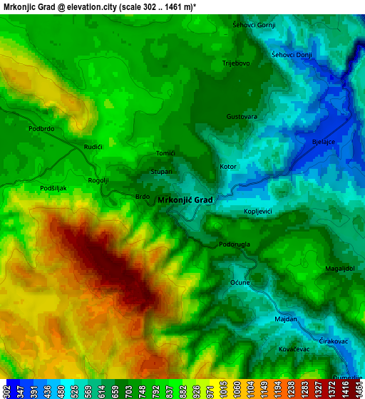 Zoom OUT 2x Mrkonjić Grad, Bosnia and Herzegovina elevation map