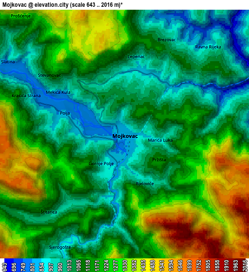 Zoom OUT 2x Mojkovac, Montenegro elevation map