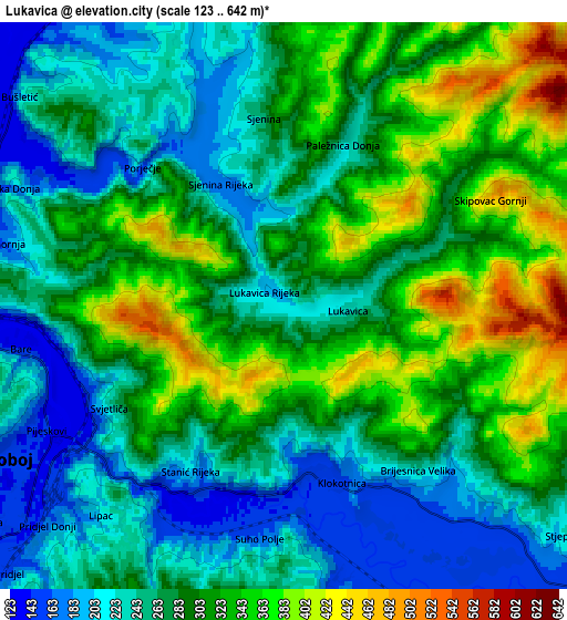 Zoom OUT 2x Lukavica, Bosnia and Herzegovina elevation map
