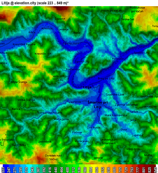 Zoom OUT 2x Litija, Slovenia elevation map