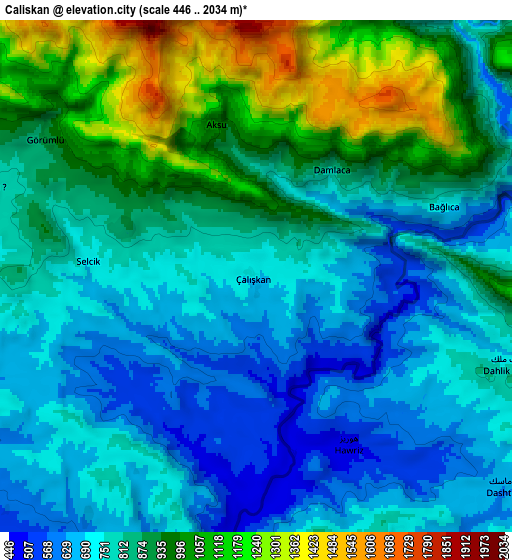 Zoom OUT 2x Çalışkan, Turkey elevation map