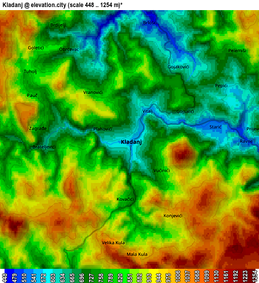 Zoom OUT 2x Kladanj, Bosnia and Herzegovina elevation map