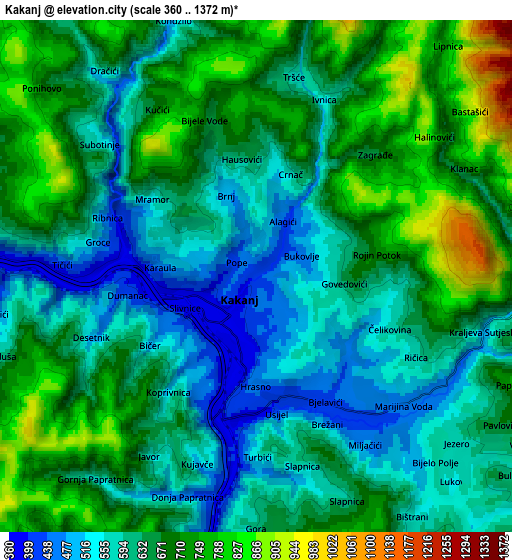 Zoom OUT 2x Kakanj, Bosnia and Herzegovina elevation map