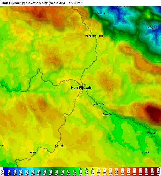 Zoom OUT 2x Han Pijesak, Bosnia and Herzegovina elevation map