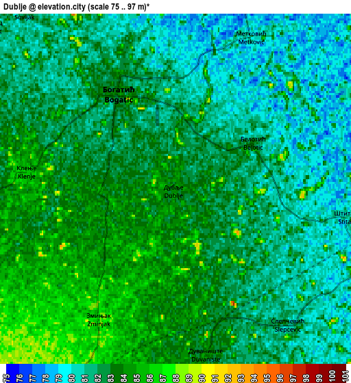 Zoom OUT 2x Dublje, Serbia elevation map