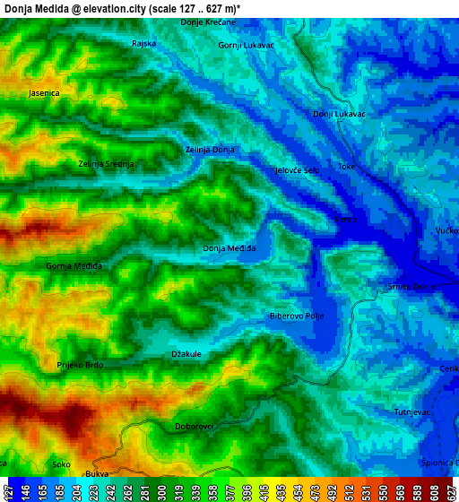 Zoom OUT 2x Donja Međiđa, Bosnia and Herzegovina elevation map