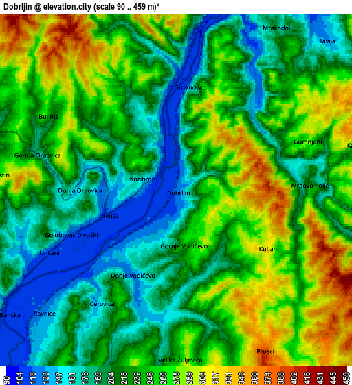 Zoom OUT 2x Dobrljin, Bosnia and Herzegovina elevation map