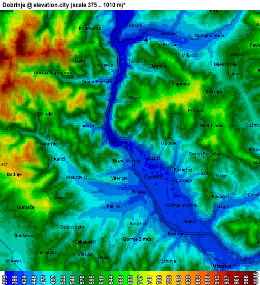 Zoom OUT 2x Dobrinje, Bosnia and Herzegovina elevation map