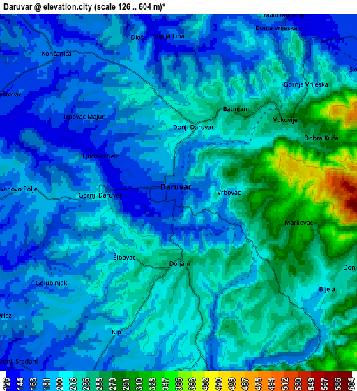 Zoom OUT 2x Daruvar, Croatia elevation map