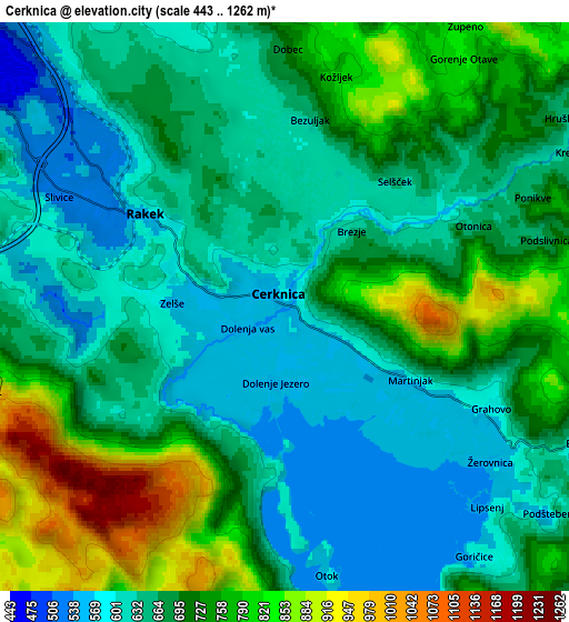Zoom OUT 2x Cerknica, Slovenia elevation map