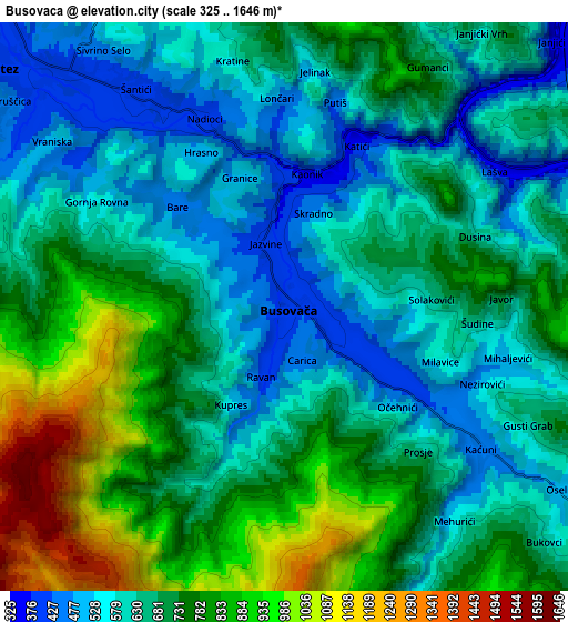 Zoom OUT 2x Busovača, Bosnia and Herzegovina elevation map