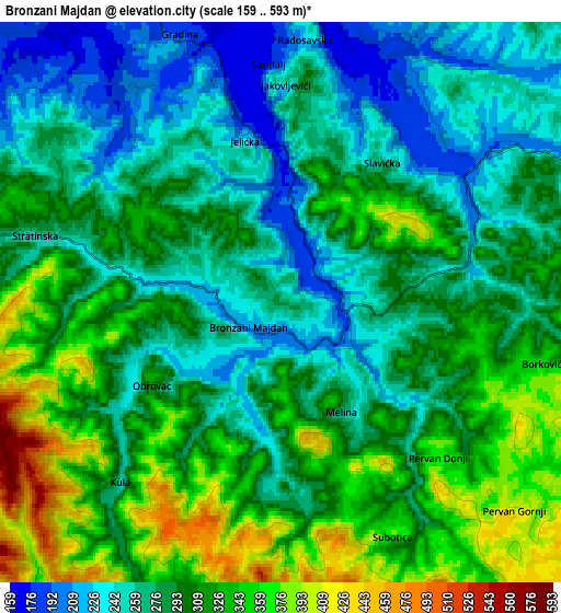 Zoom OUT 2x Bronzani Majdan, Bosnia and Herzegovina elevation map