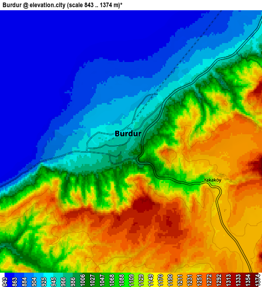 Zoom OUT 2x Burdur, Turkey elevation map