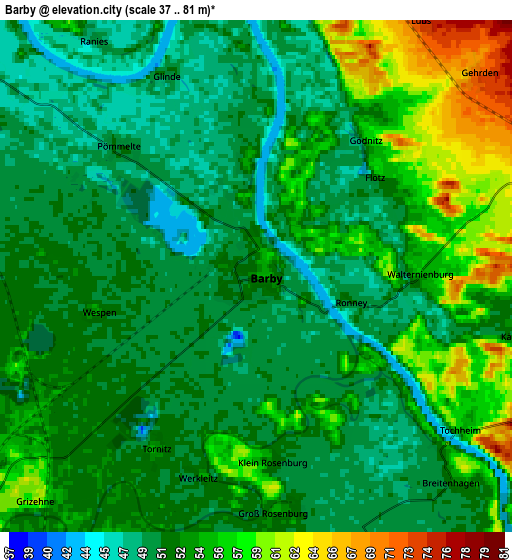 Zoom OUT 2x Barby, Germany elevation map