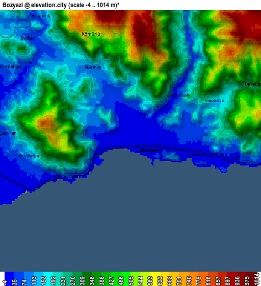 Zoom OUT 2x Bozyazı, Turkey elevation map