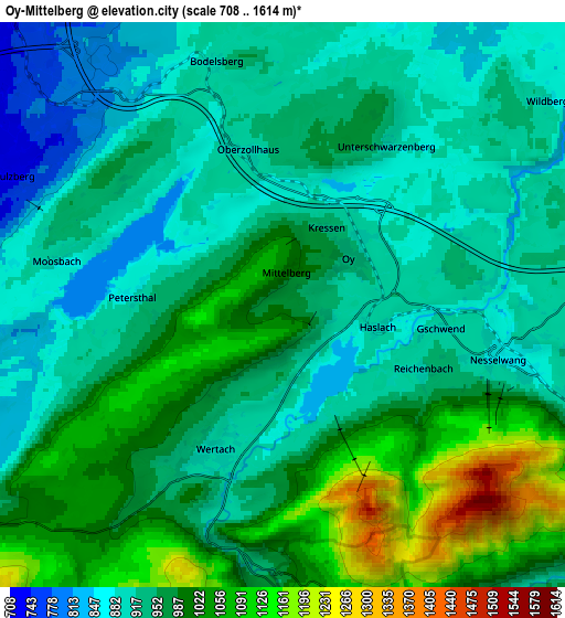 Zoom OUT 2x Oy-Mittelberg, Germany elevation map