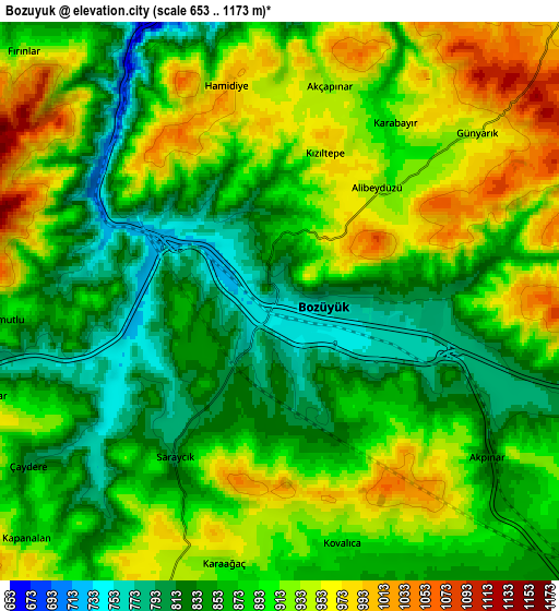 Zoom OUT 2x Bozüyük, Turkey elevation map