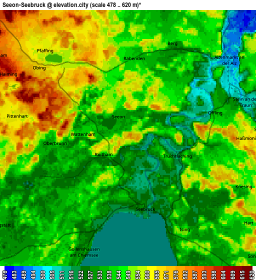 Zoom OUT 2x Seeon-Seebruck, Germany elevation map