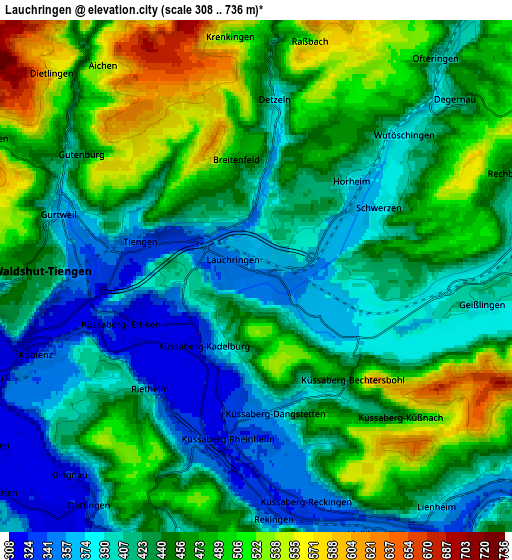 Zoom OUT 2x Lauchringen, Germany elevation map