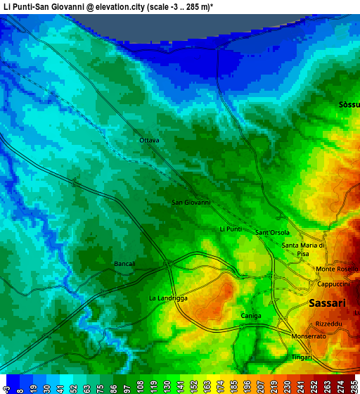 Zoom OUT 2x Li Punti-San Giovanni, Italy elevation map
