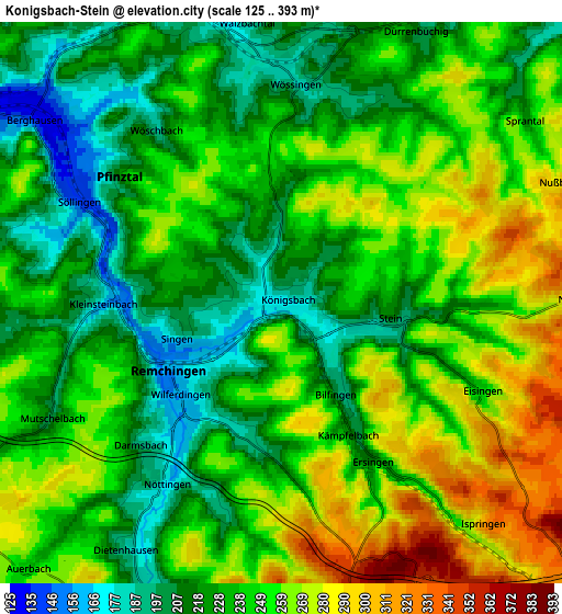 Zoom OUT 2x Königsbach-Stein, Germany elevation map
