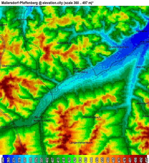 Zoom OUT 2x Mallersdorf-Pfaffenberg, Germany elevation map