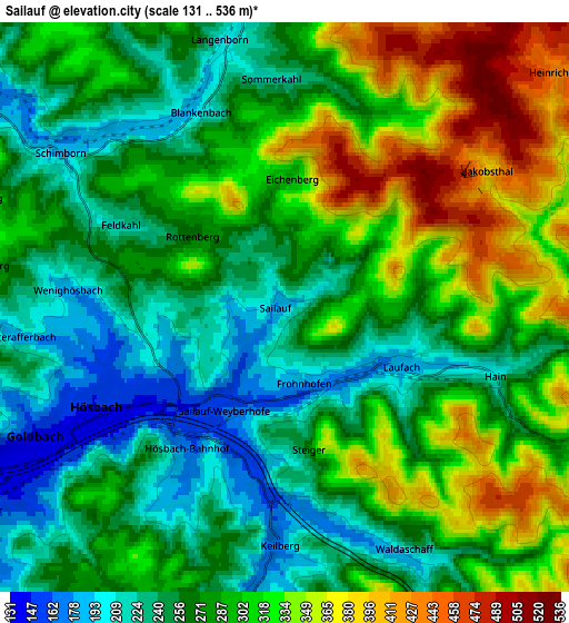 Zoom OUT 2x Sailauf, Germany elevation map