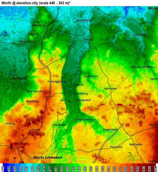 Zoom OUT 2x Wörth, Germany elevation map