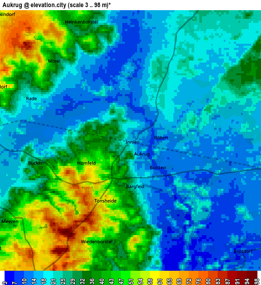 Zoom OUT 2x Aukrug, Germany elevation map