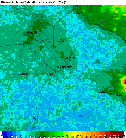 Zoom OUT 2x Risum-Lindholm, Germany elevation map